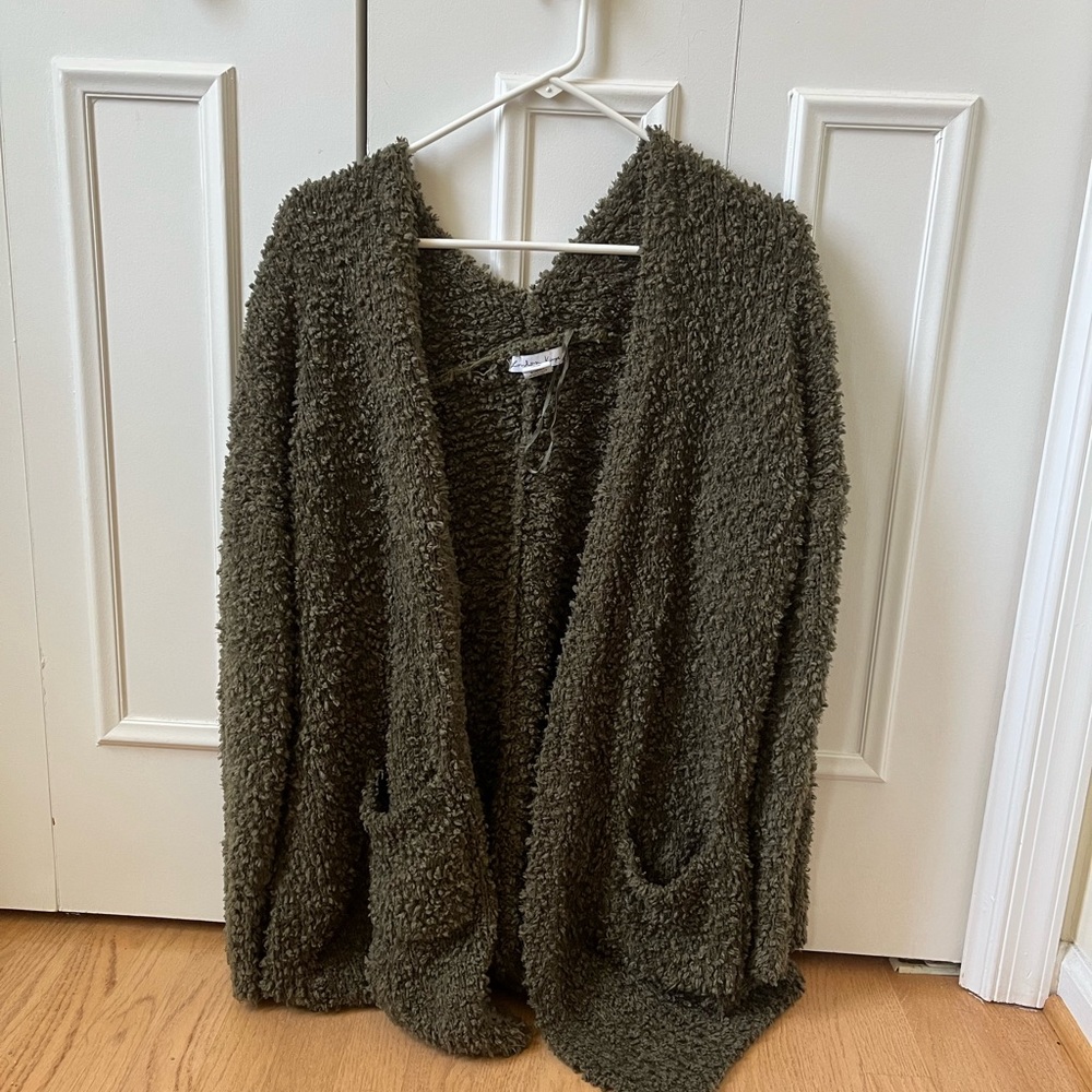 Two dark green cardigans one large one XXL